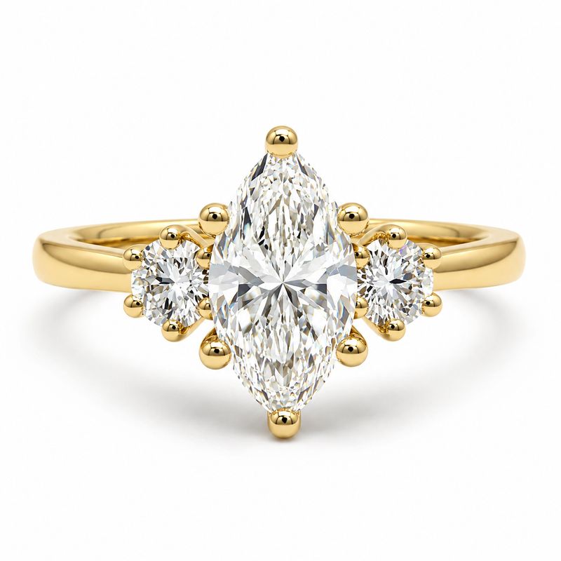 18ct Marquise & Round Trilogy Diamond Ring