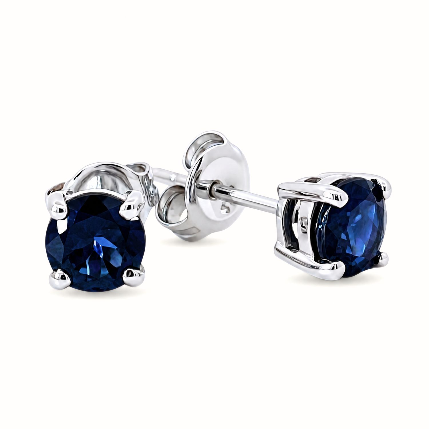 9ct White Gold Claw Set Sapphire Earrings
