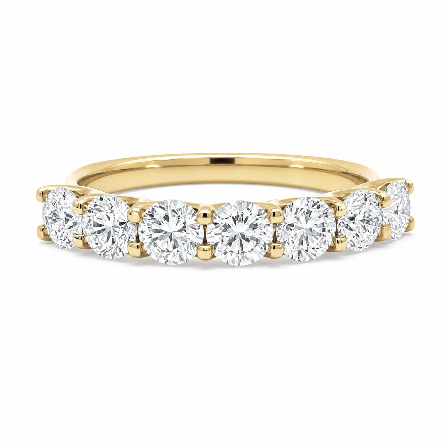 9ct Gold Seven Diamond Shared Claw Wedding Ring 9ct Gold Seven Diamond Shared Claw Wedding Ring