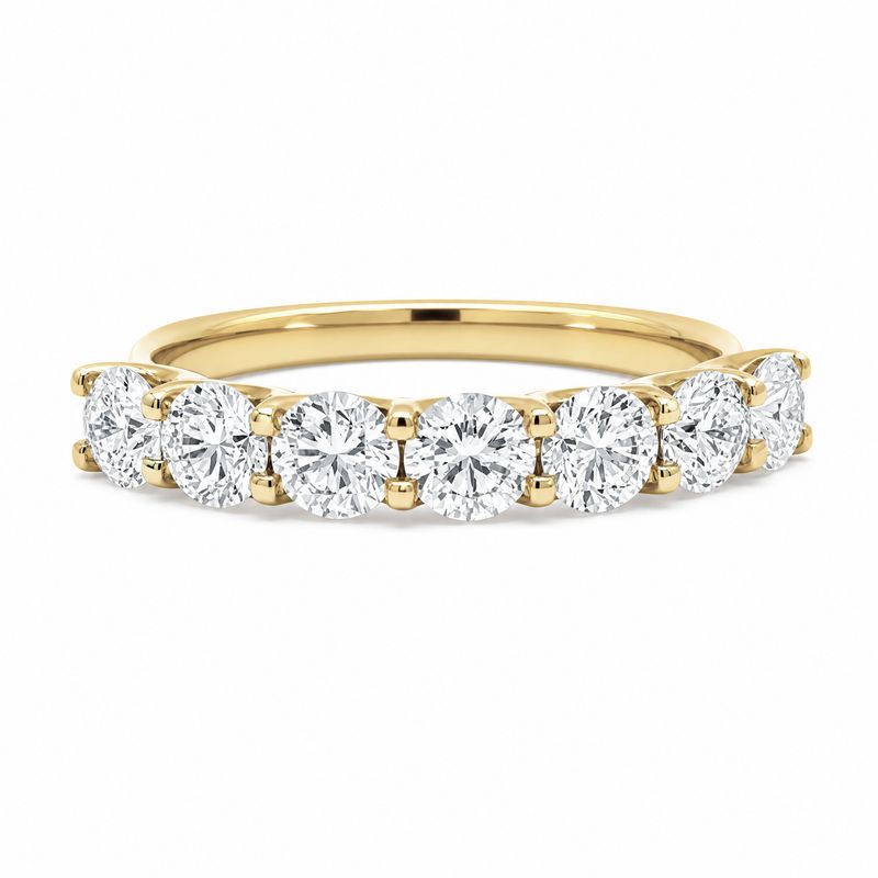 9ct Gold Seven Diamond  Shared Claw Wedding Ring