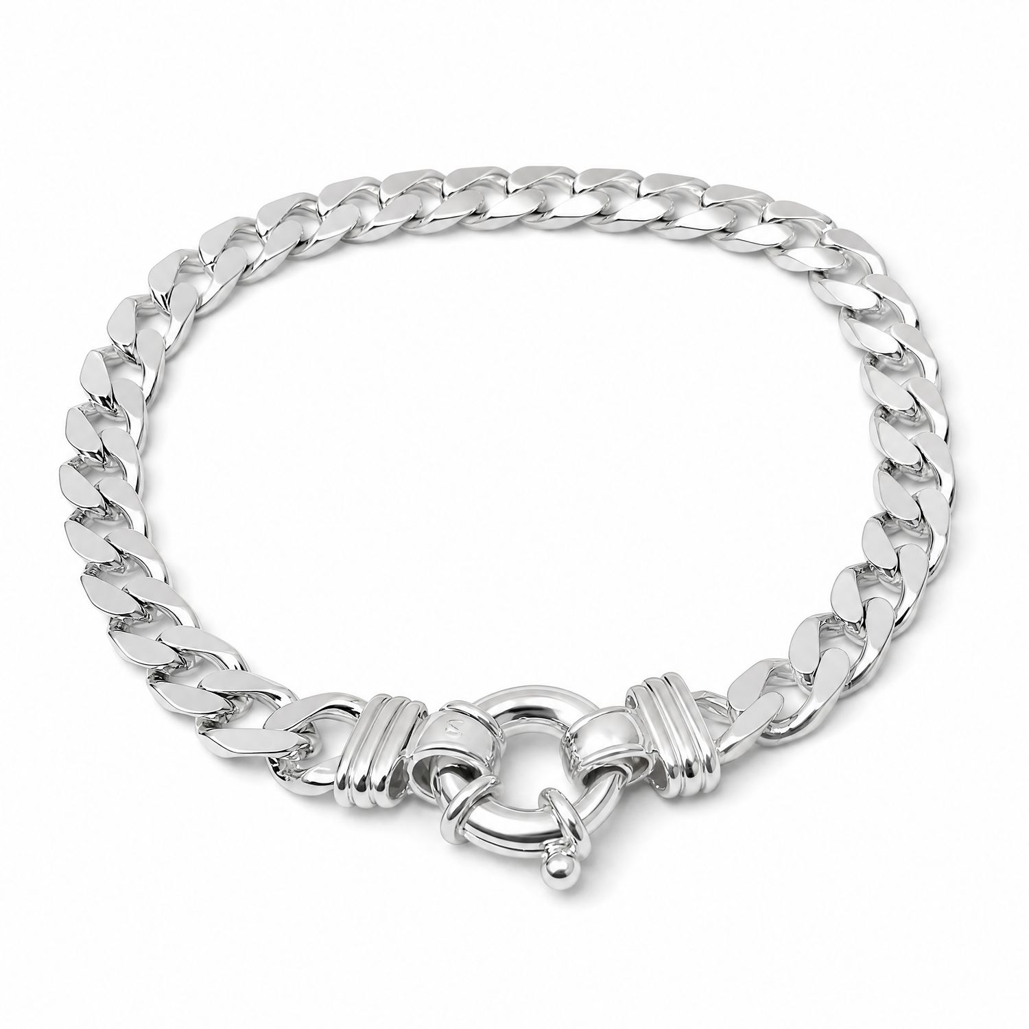 Sterling Silver Solid Bevelled Curb Euro Bracelet Sterling Silver Solid Bevelled Curb Euro Bracelet