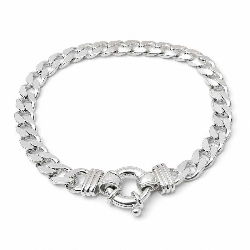 Sterling Silver Solid Bevelled Curb Euro Bracelet