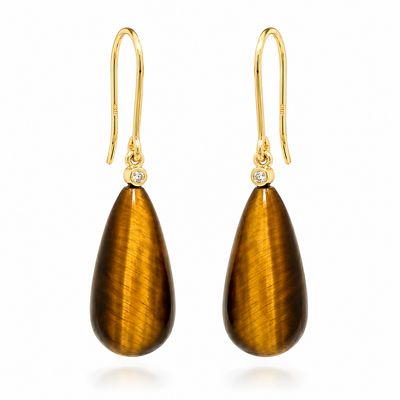9ct Tigers Eye Diamond Drop Earrings 9ct Tigers Eye Diamond Drop Earrings