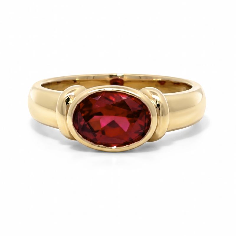 9ct Bezel Set East-West Oval Ruby Ring 9ct Bezel Set East-West Oval Ruby Ring
