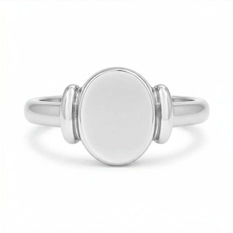 Sterling Silver Oval Signet Ring - GRACE