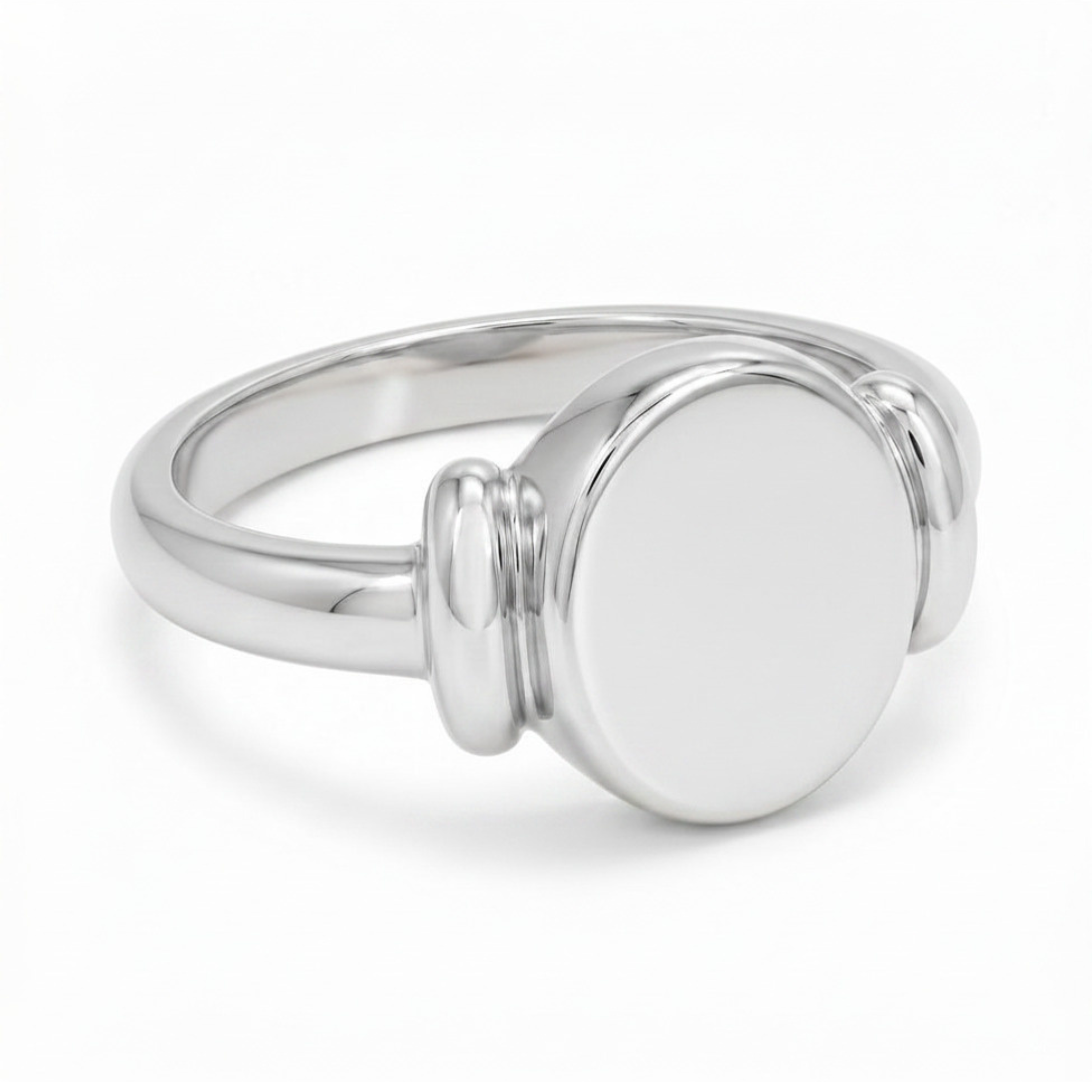 Sterling Silver Oval Signet Ring - GRACE