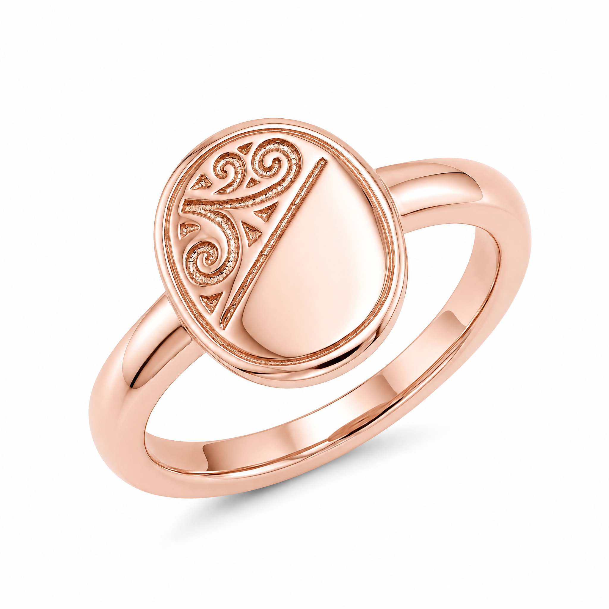 9ct Rose Gold Oval Engraved Signet Ring - EVIE