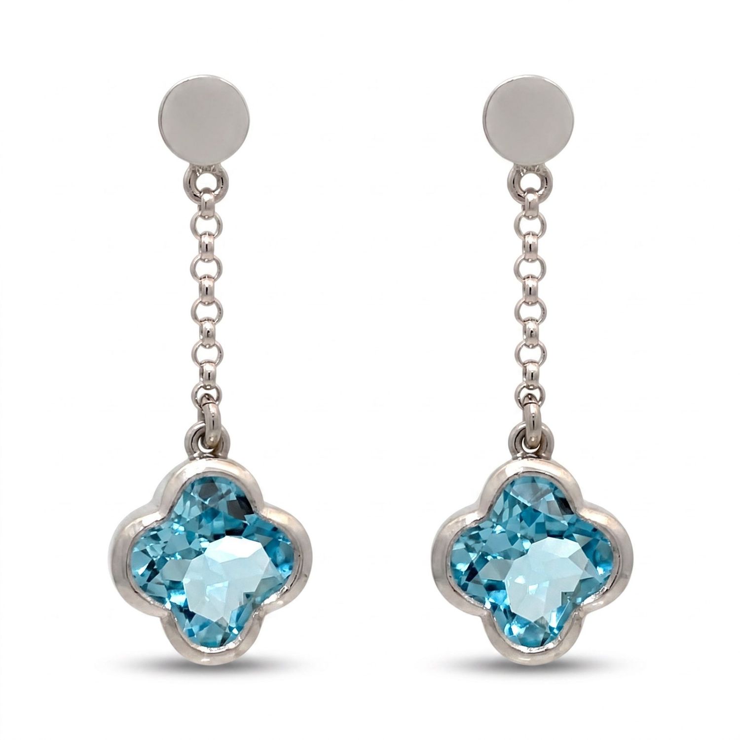 Sterling Silver Topaz Clover Drop Earrings Sterling Silver Topaz Clover Drop Earrings