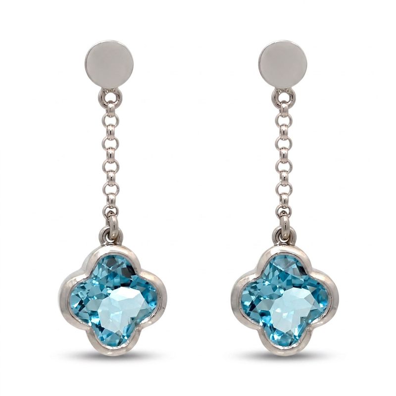 Sterling Silver Topaz Clover Drop Earrings Sterling Silver Topaz Clover Drop Earrings