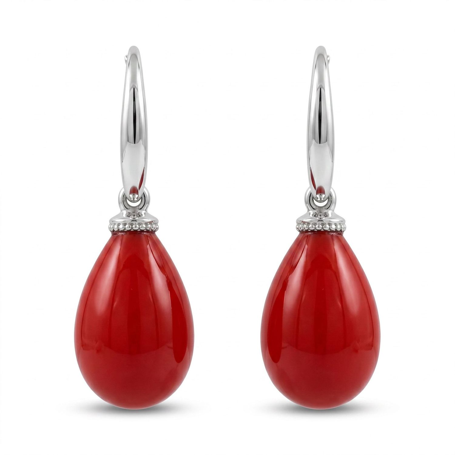 Sterling Silver Imitation Coral Drops Sterling Silver Imitation Coral Drops