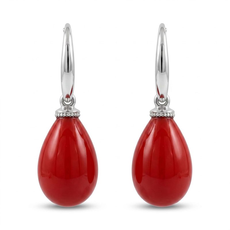 Sterling Silver Simulated Coral Drop Earrings Sterling Silver Simulated Coral Drop Earrings