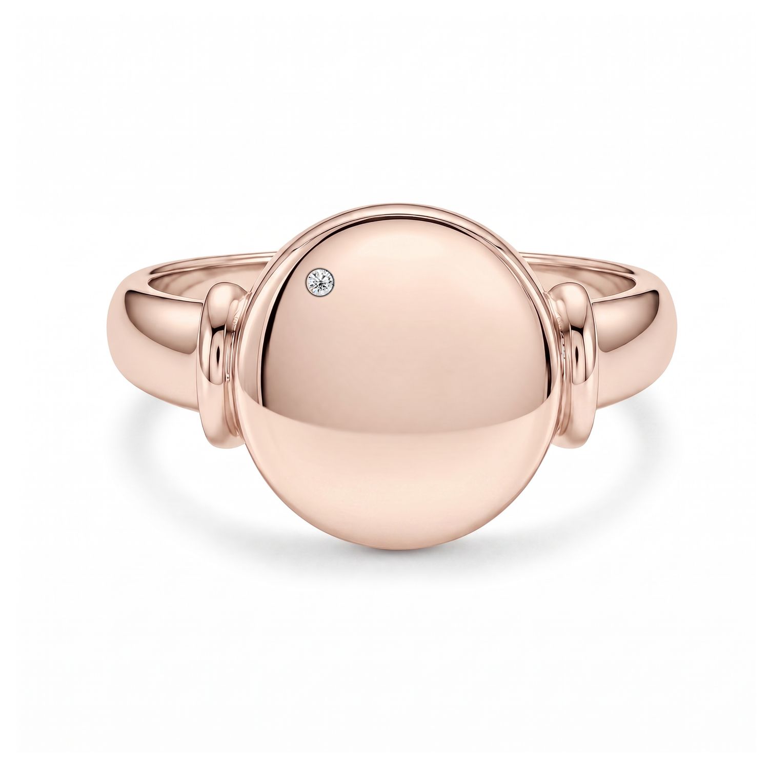 9ct Rose Gold Rounded Diamond Signet Ring 9ct Rose Gold Rounded Diamond Signet Ring