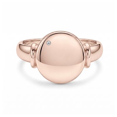 9ct Rose Gold Rounded Diamond Signet Ring 9ct Rose Gold Rounded Diamond Signet Ring