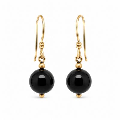Midnight Onyx Gold Drop Earrings
