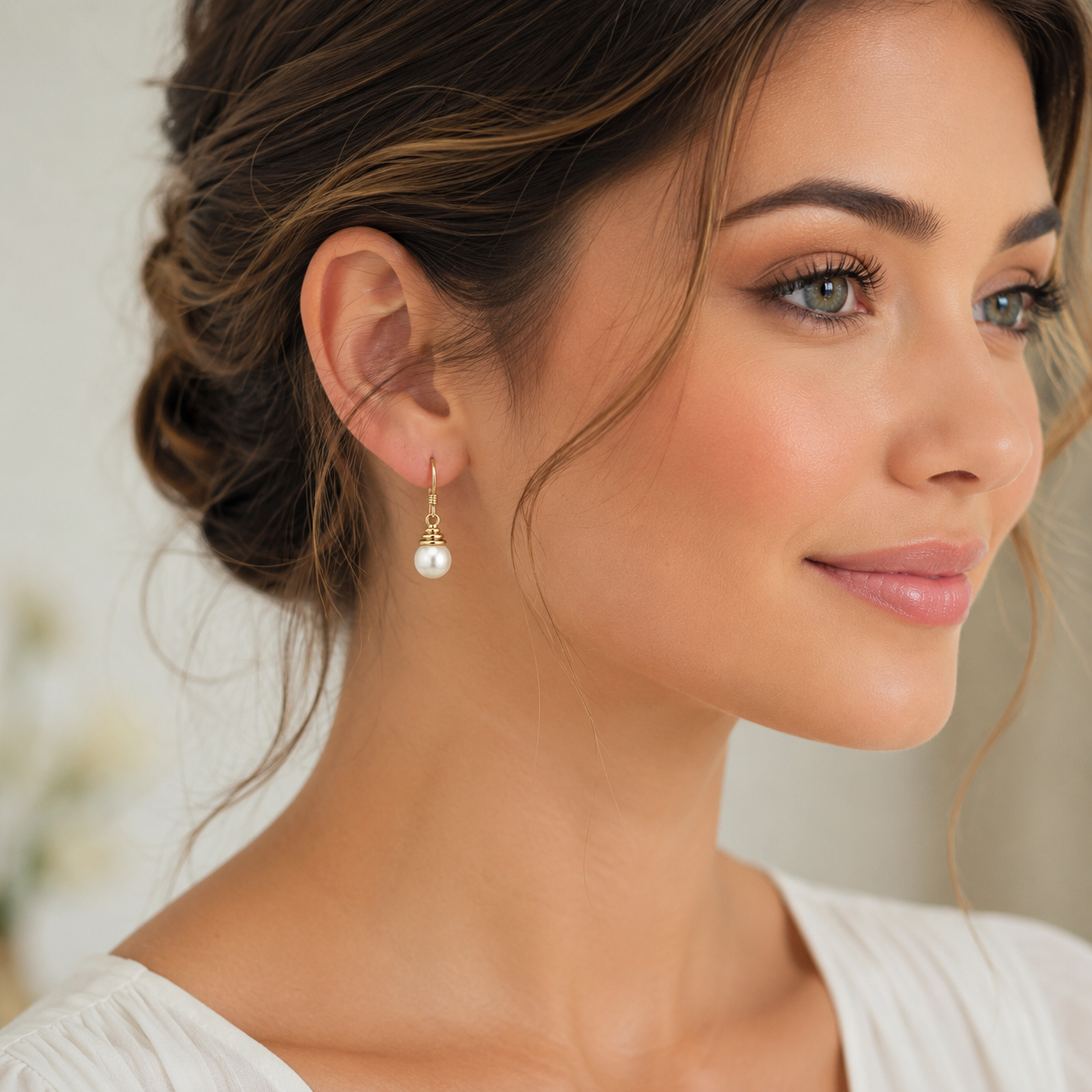 Golden Pearl Drop Earrings