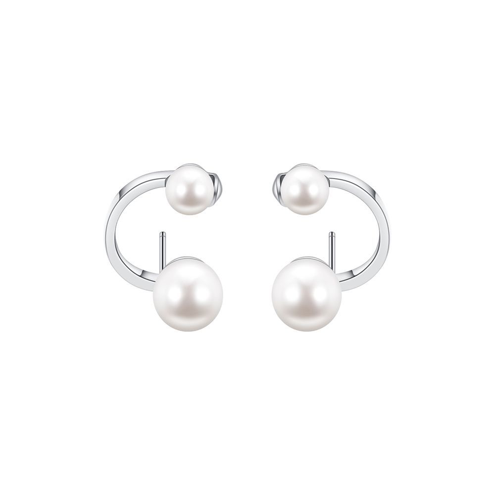 Luna Double Pearl Sterling Silver Stud Earrings