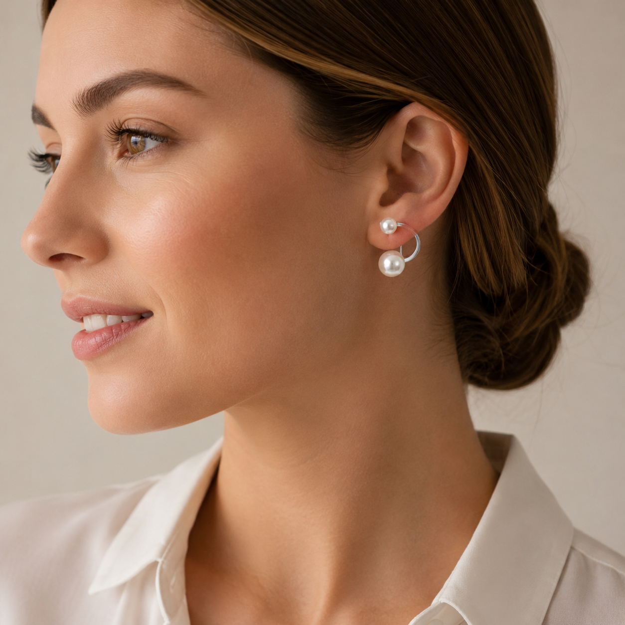 Luna Double Pearl Sterling Silver Stud Earrings