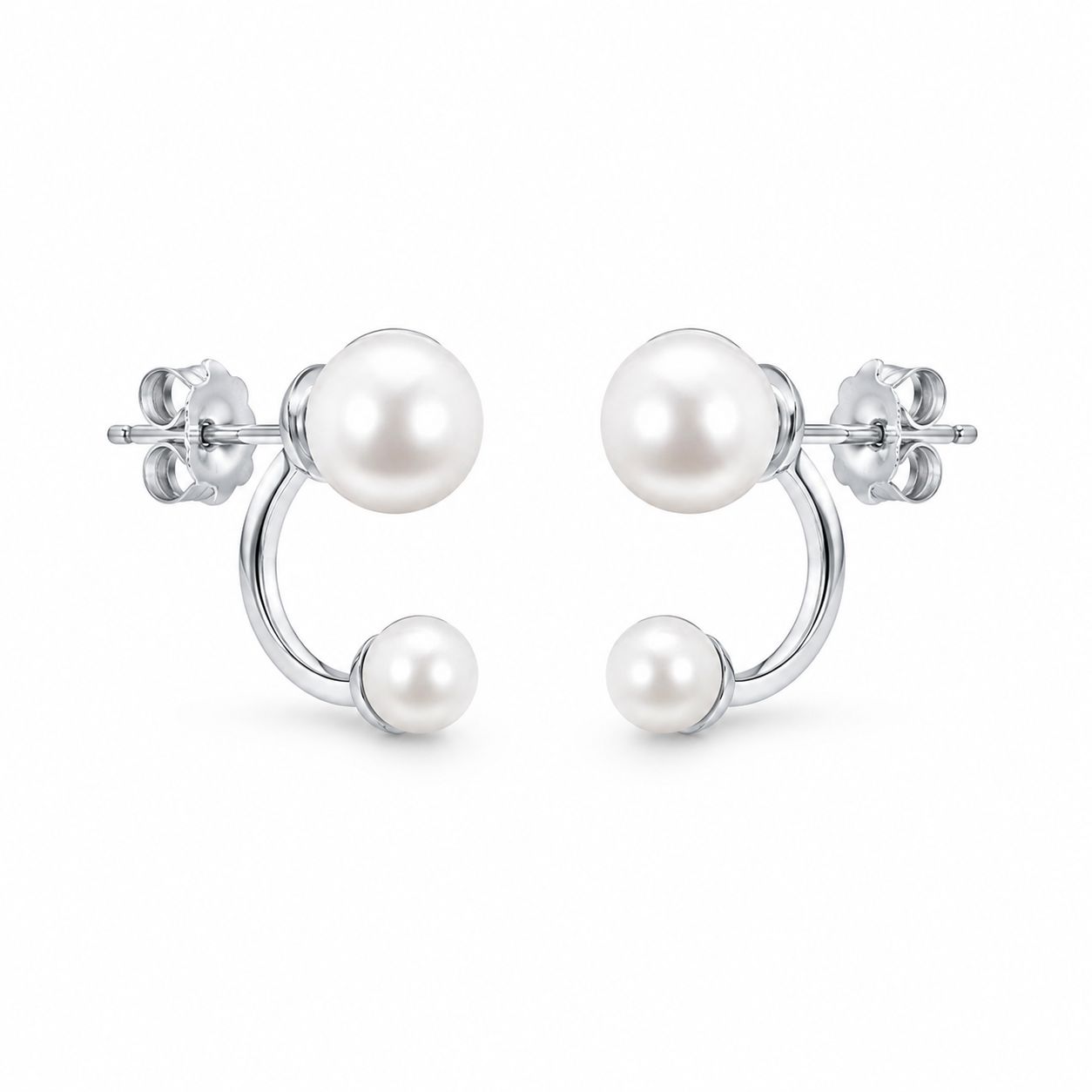 Luna Double Pearl Sterling Silver Stud Earrings Luna Double Pearl Sterling Silver Stud Earrings