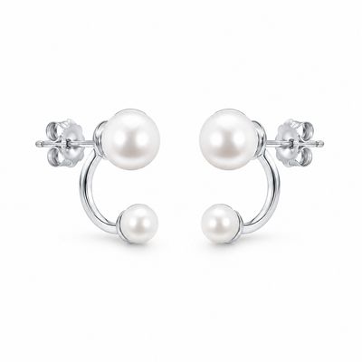 Luna Double Pearl Sterling Silver Stud Earrings Luna Double Pearl Sterling Silver Stud Earrings