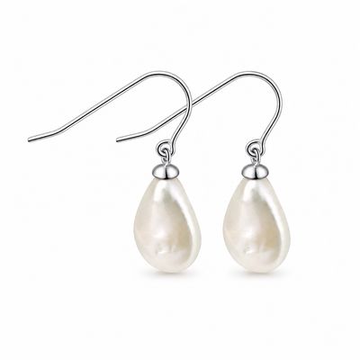 Sterling SIlver Lustre Baroque Pearl Drop Earrings