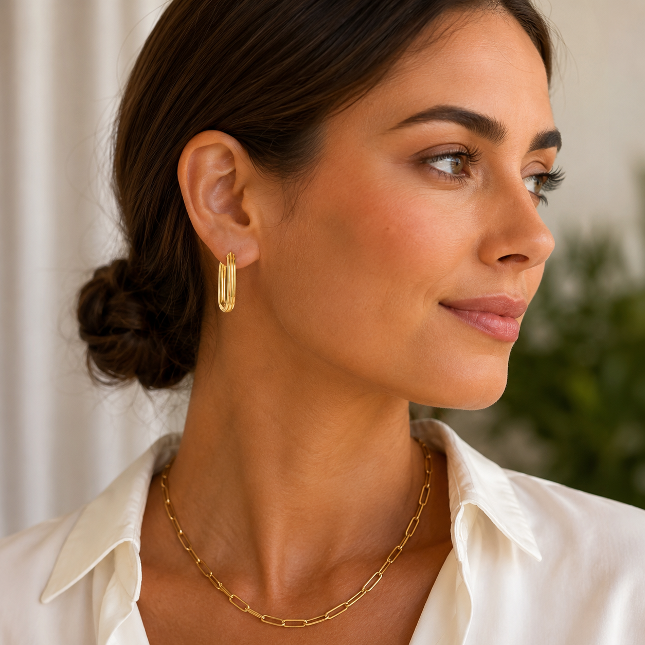 Striped Paperclip Huggie Earrings