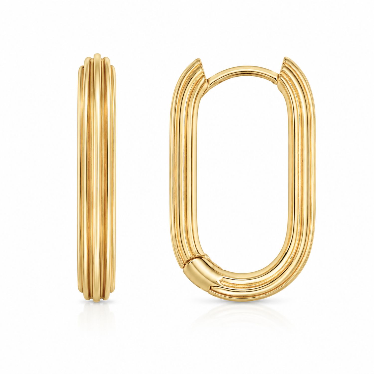 9ct Gold Ribbed Paperclip Huggie Earrings 9ct Gold Ribbed Paperclip Huggie Earrings