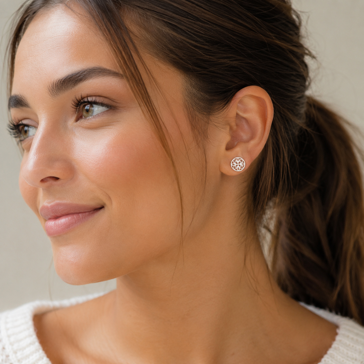 Sterling Silver Cut-Out flower Stud Earrings