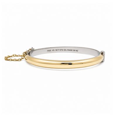 9ct Gold on Sterling Silver Childs Hinged Bangle