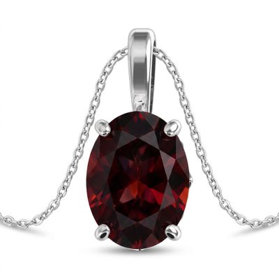 Sterling Silver Fleur De Lys Garnet Pendant & Chain Sterling Silver Fleur De Lys Garnet Pendant & Chain