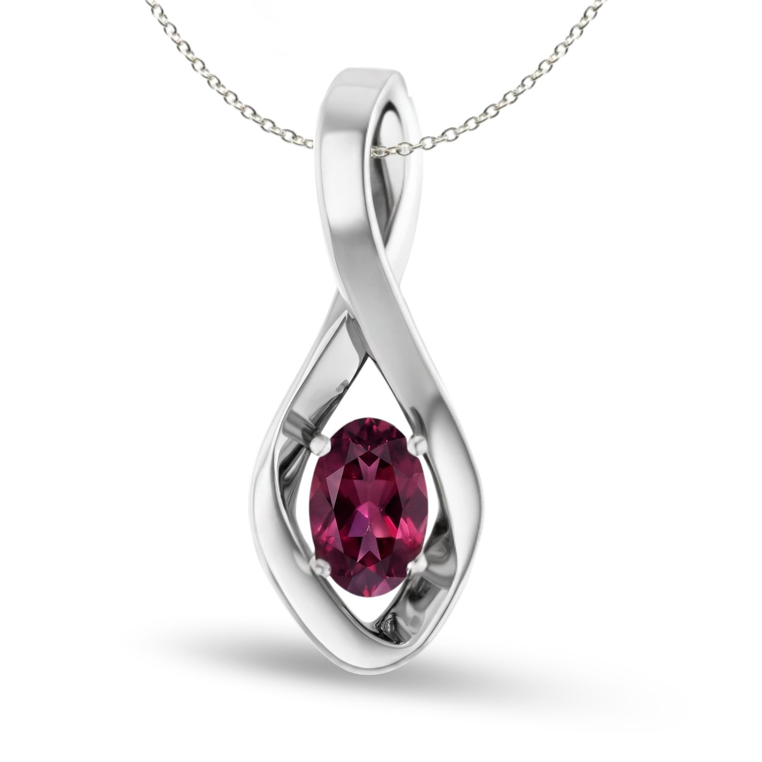 Sterling Silver Infinity Garnet Pendant & Chain