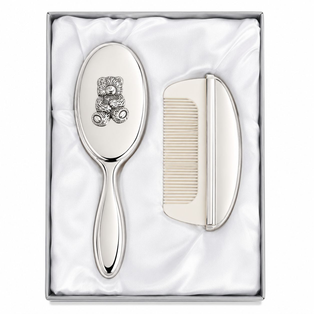 Teddy Bear Brush N Comb Set- Silver Plate Teddy Bear Brush N Comb Set- Silver Plate