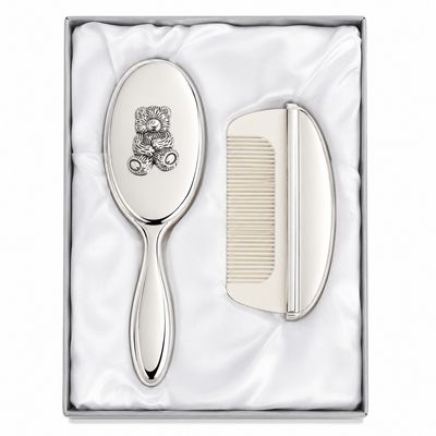 Teddy Bear Brush N Comb Set- Silver Plate Teddy Bear Brush N Comb Set- Silver Plate
