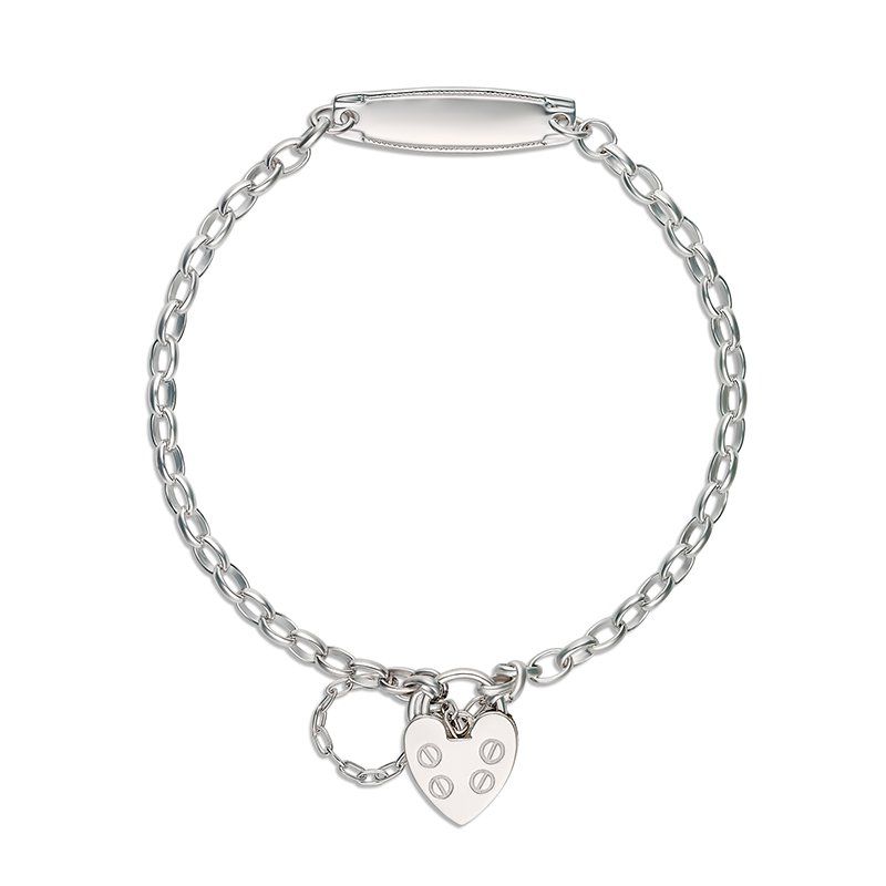 Baby ID Belcher Bracelet & Heart Padlock-Sterling Silver