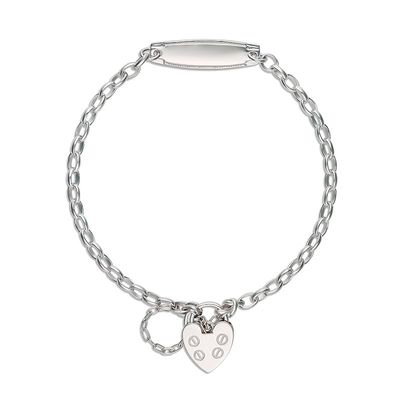 Baby ID Belcher Bracelet & Heart Padlock-Sterling Silver