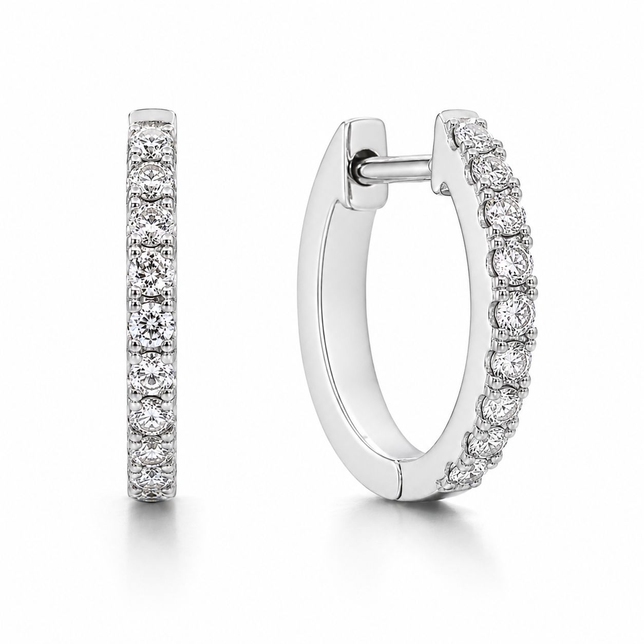 Sterling Silver Diamond LGD Huggie Earrings