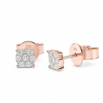 9ct Rose Gold Diamond Stud Earrings 9ct Rose Gold Diamond Stud Earrings