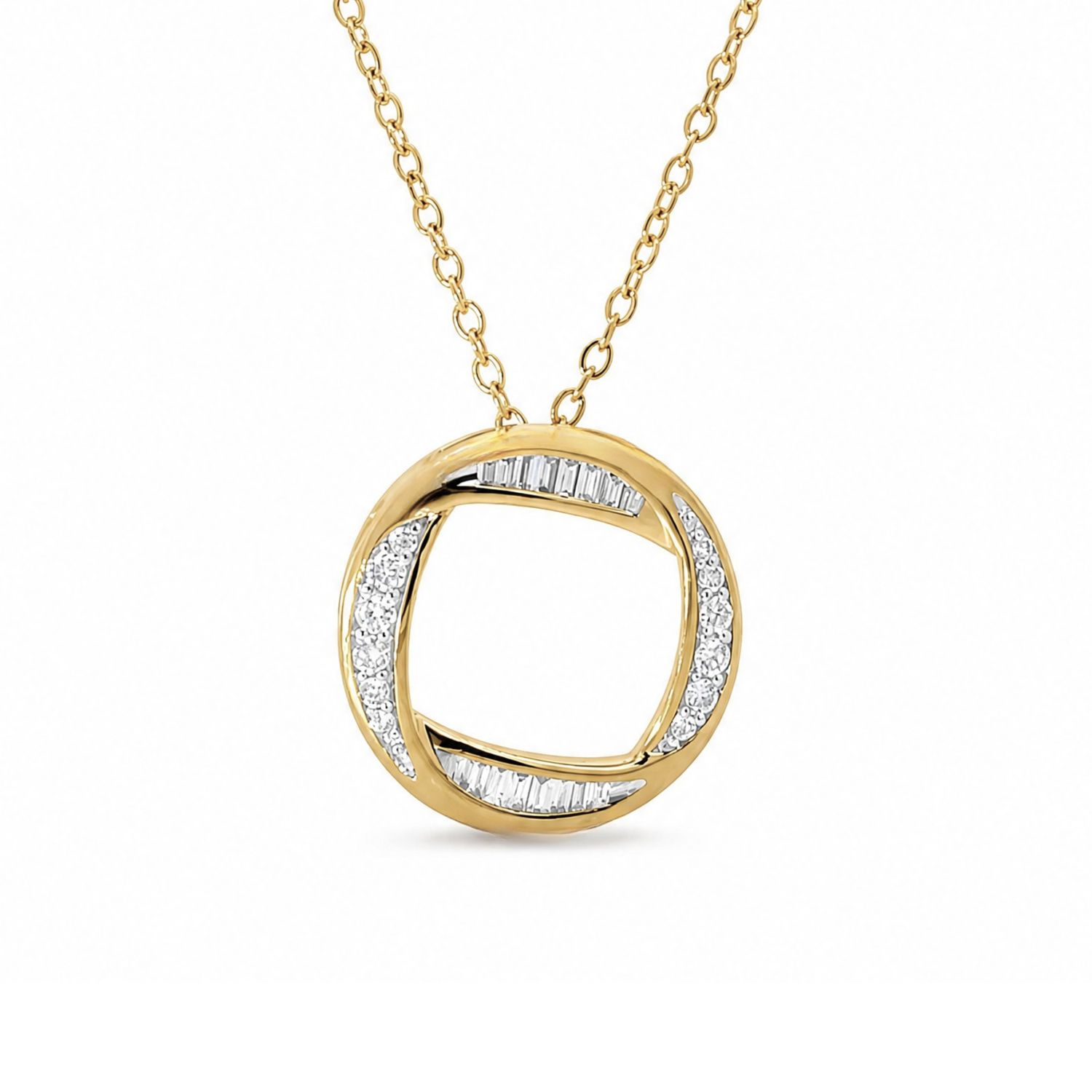 ​9ct Yellow Gold Open Circle Diamond Pendant