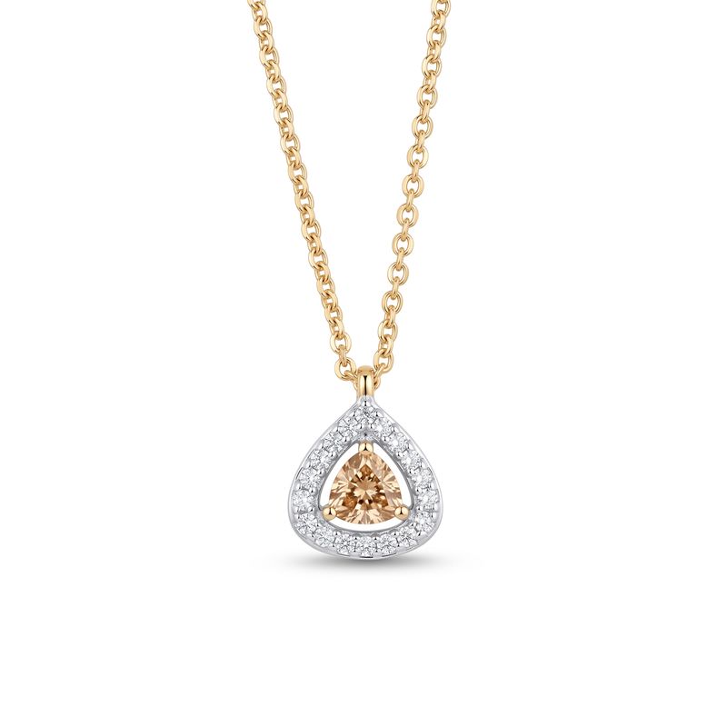9ct Gold Champagne Diamond Trilliant Pendant