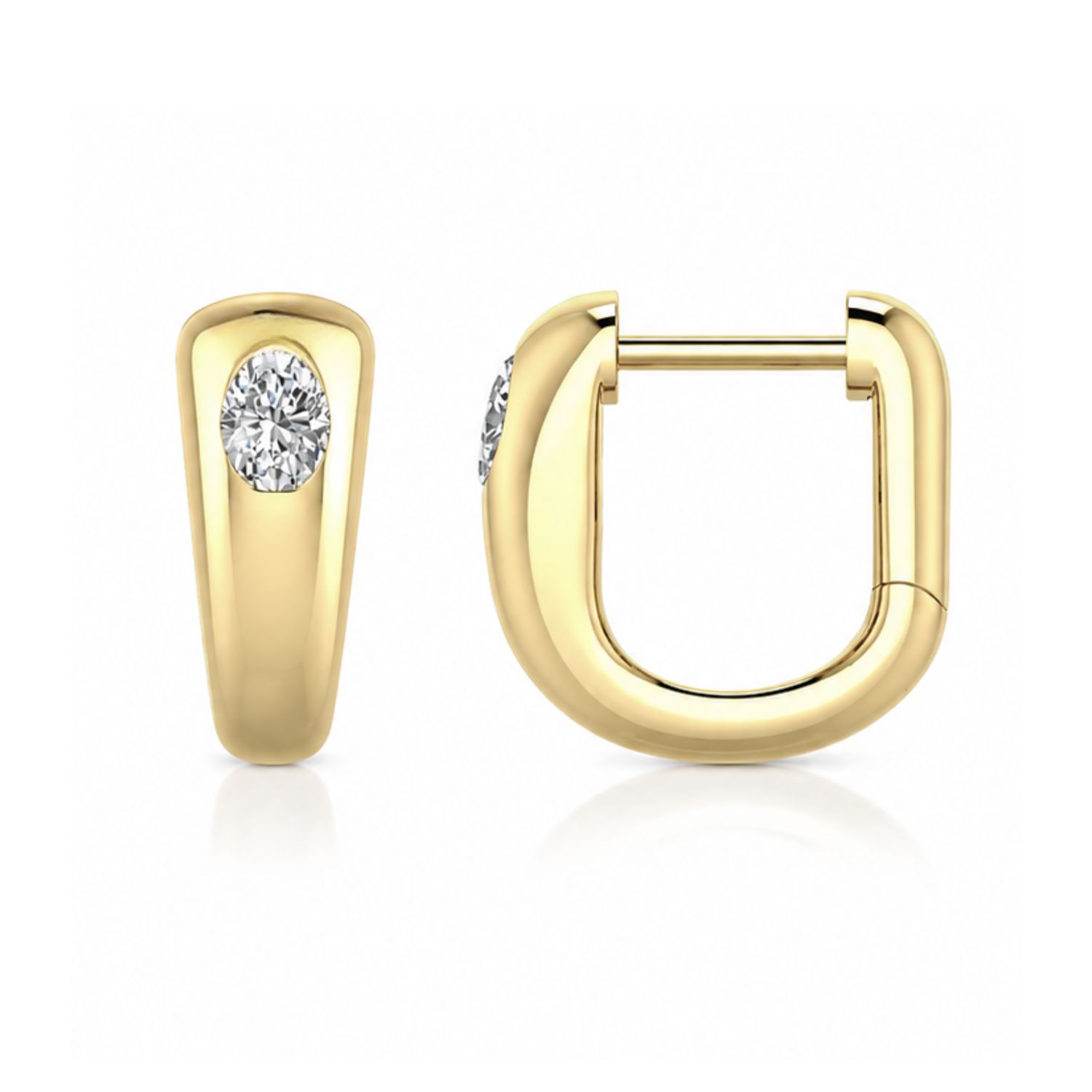 9ct Yellow Gold Tapered Petite Diamond Huggie Earring
