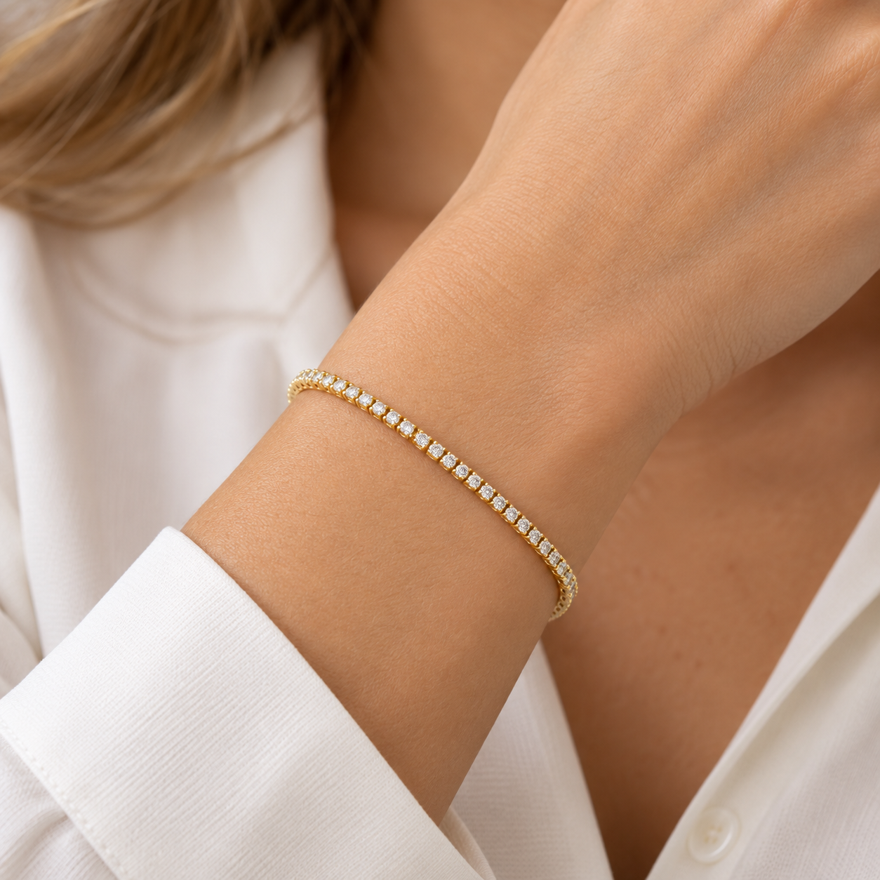 9ct Gold Lab Diamond Tennis Bracelet 2.00ct