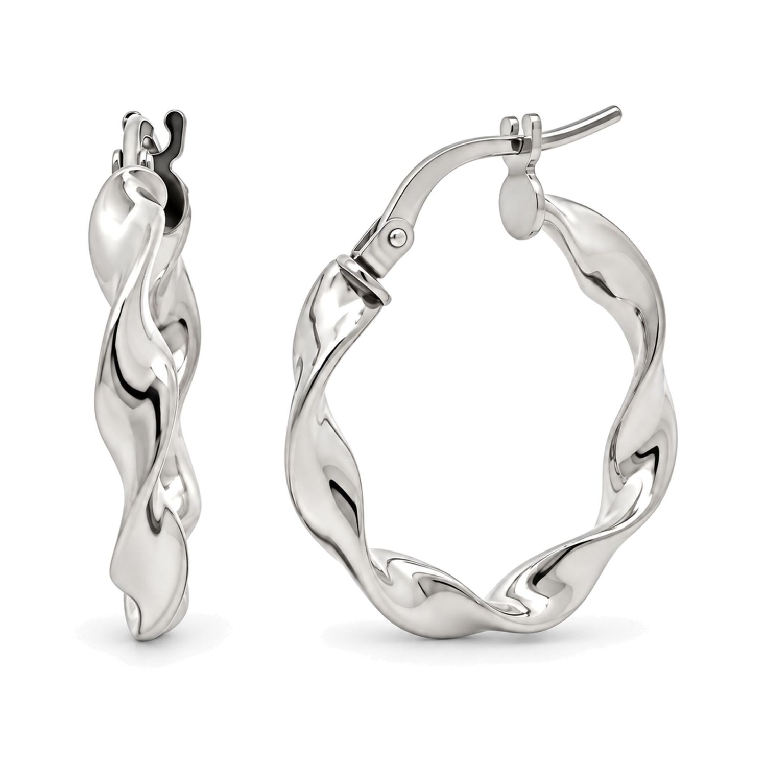 Sterling Silver Twist Hoop Earrings