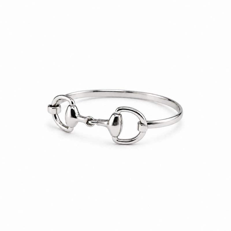 Sterling Silver Small Double Horse Bit Bangle