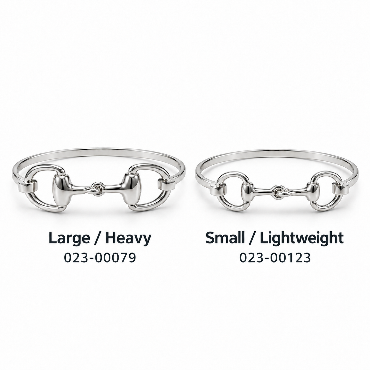 Sterling Silver Small Double Horse Bit Bangle
