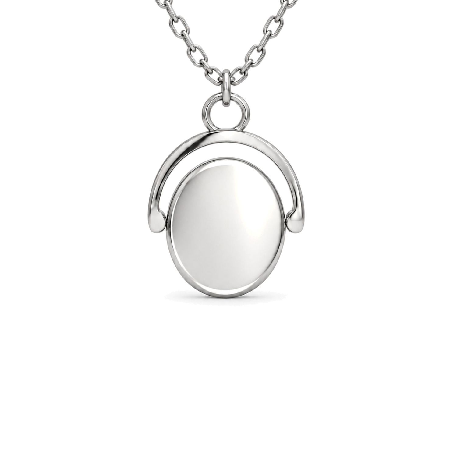 Sterling Silver Oval Spin Pendant & Chain