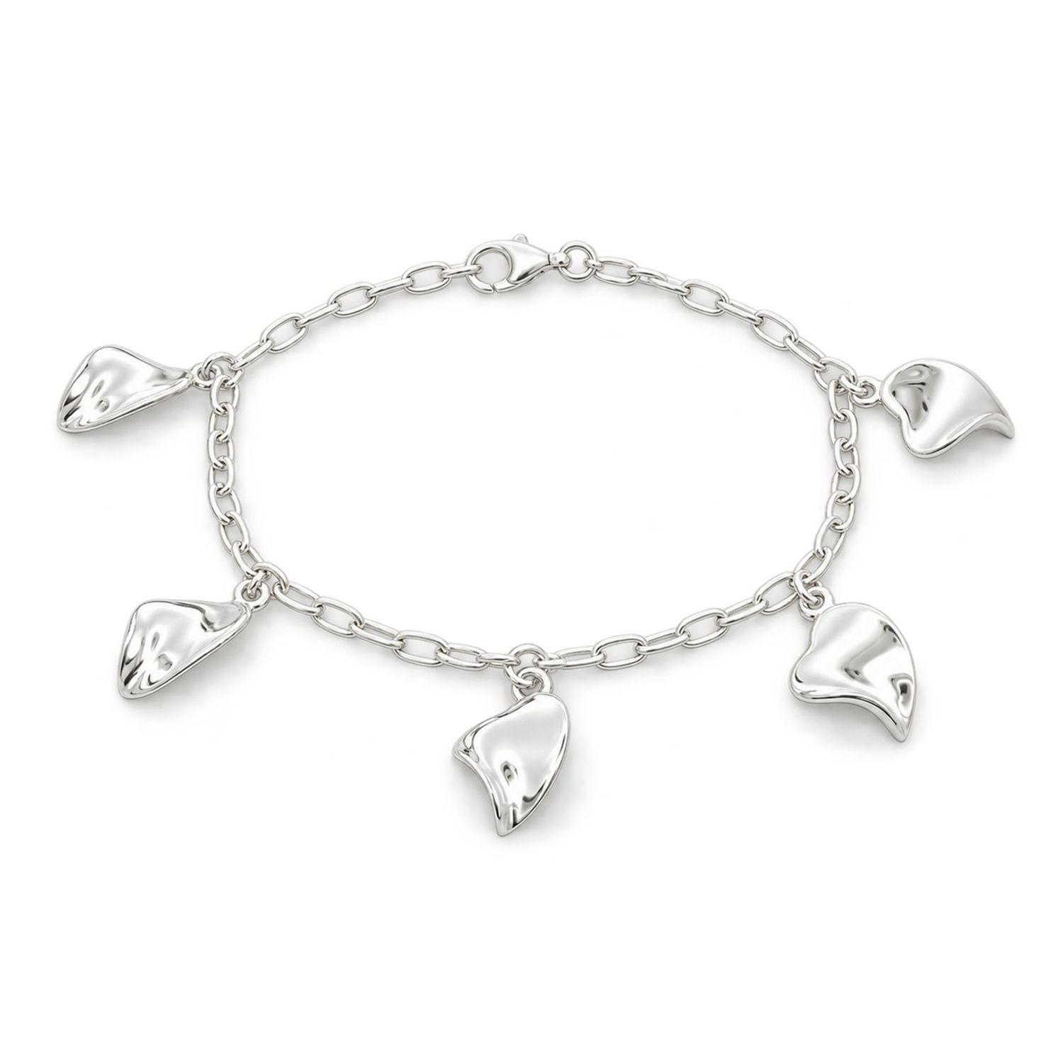 Organic Heart Charm Long Link Bracelet Organic Heart Charm Long Link Bracelet