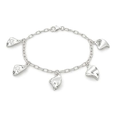 Organic Heart Charm on Long Link Bracelet Organic Heart Charm on Long Link Bracelet