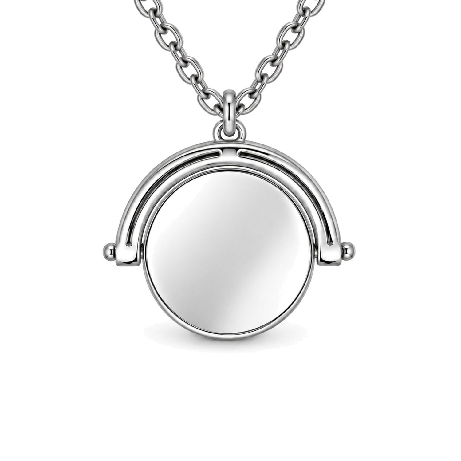 Sterling Silver Round Spin Pendant & Chain
