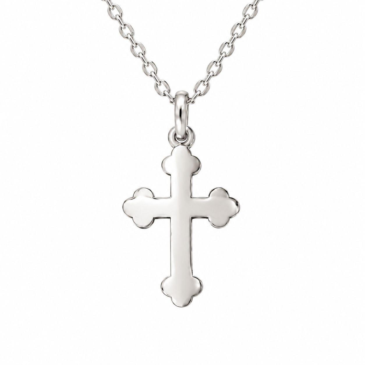 Sterling Silver Small Plain Madonna Cross & Chain Sterling Silver Small Plain Madonna Cross & Chain