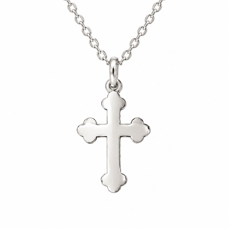 Sterling Silver Small Plain Madonna Cross & Chain