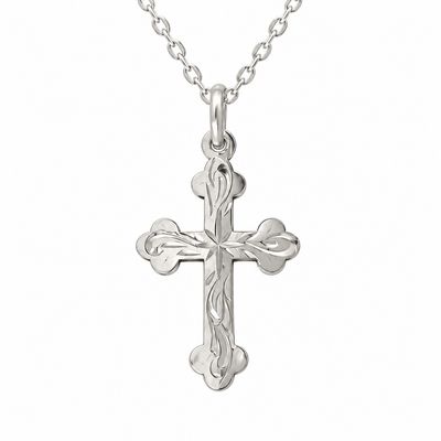 Sterling Silver Small Engraved Madonna Cross & Chain Sterling Silver Small Engraved Madonna Cross & Chain